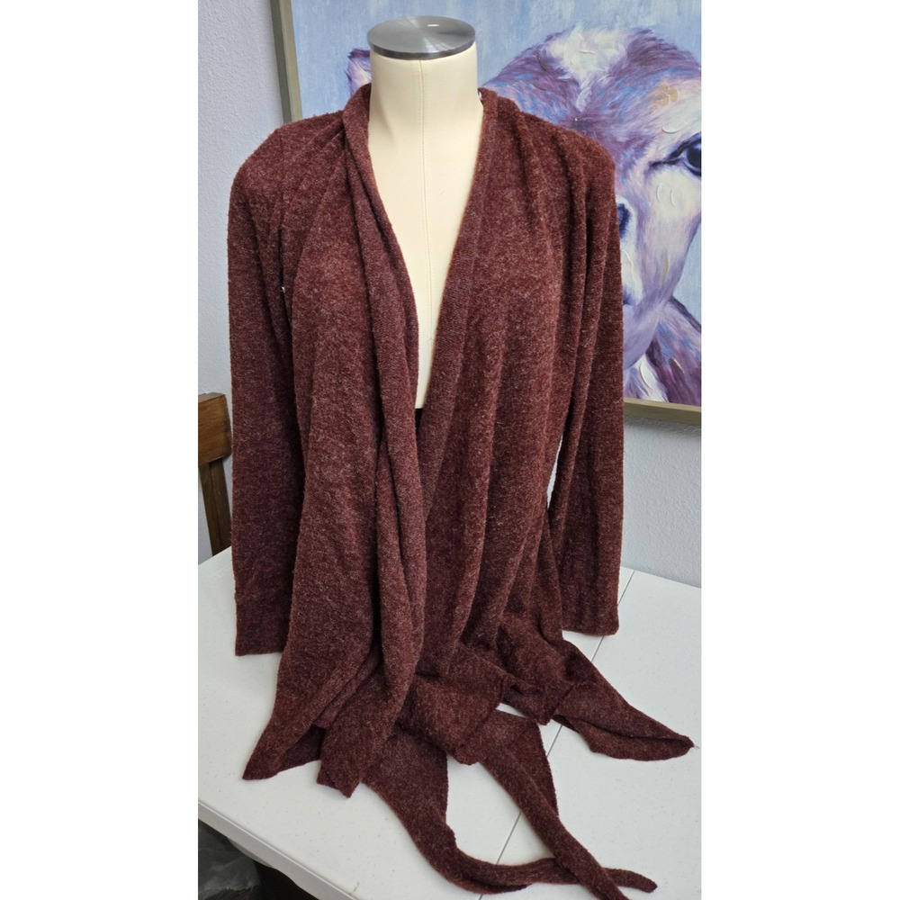 Kavu Women's OSFA Maroon Soft Tight Knit Extra Long Open Cardigan Sweater